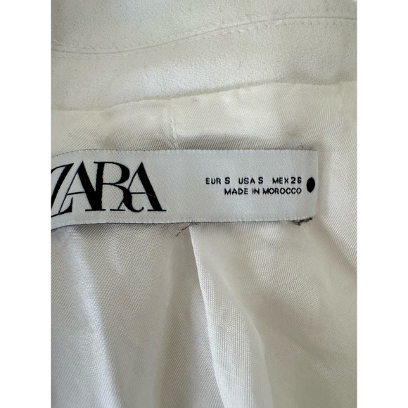 ZARA Sleeveless Blazer Vest Women's S Longline Open Side Tie White Quiet Luxury - Picture 6 of 7